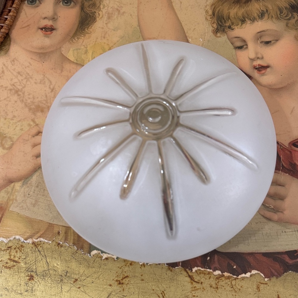 1950s Atomic era starburst frosted glass flush mount ceiling fixture lamp Shade